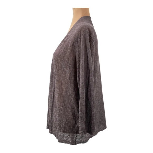 Eileen Fisher Fine Organic Linen Short Cardigan Crepe Knit Luna Purple XL $188 - Picture 4 of 10